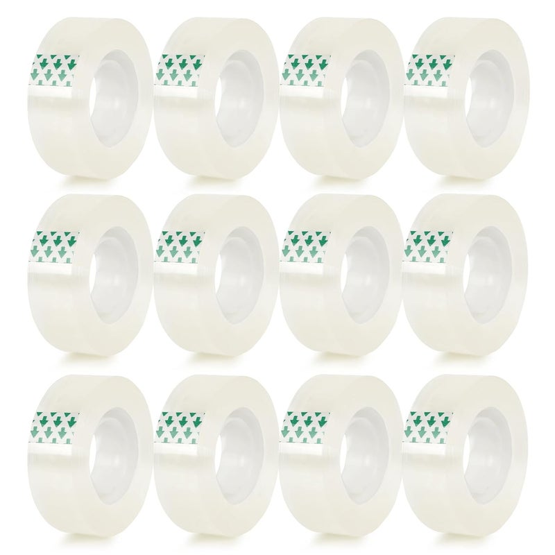 BODFPPC 12 Rolls Clear Tape, Transparent Tape Refills, Gift Wrap Tape 3/4 Inch x 1000 Inch, Clear Tape Refill Rolls for Gift Wrapping, Home, School Office Supplies - Image 1